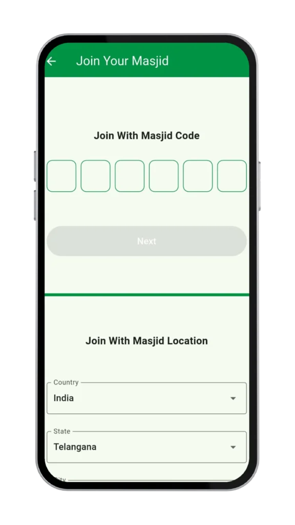 Enter masjid code